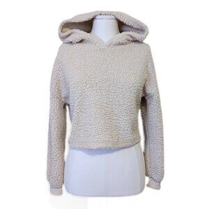 Beige Cropped Teddy Sweatshirt Sweater Zaful Hoodie Neutral Cute Soft Size S